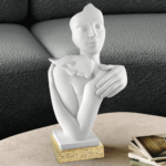 Bongelli - Scultura abbraccio amanti marmorino bianco base oro