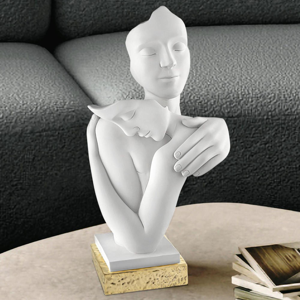 0773792_scultura-bongelli-preziosi-abbraccio-amanti-mormorino-bianco-base-oro_9252221029839_1 Bongelli - Scultura abbraccio amanti marmorino bianco base oro 20cm - immagine 1