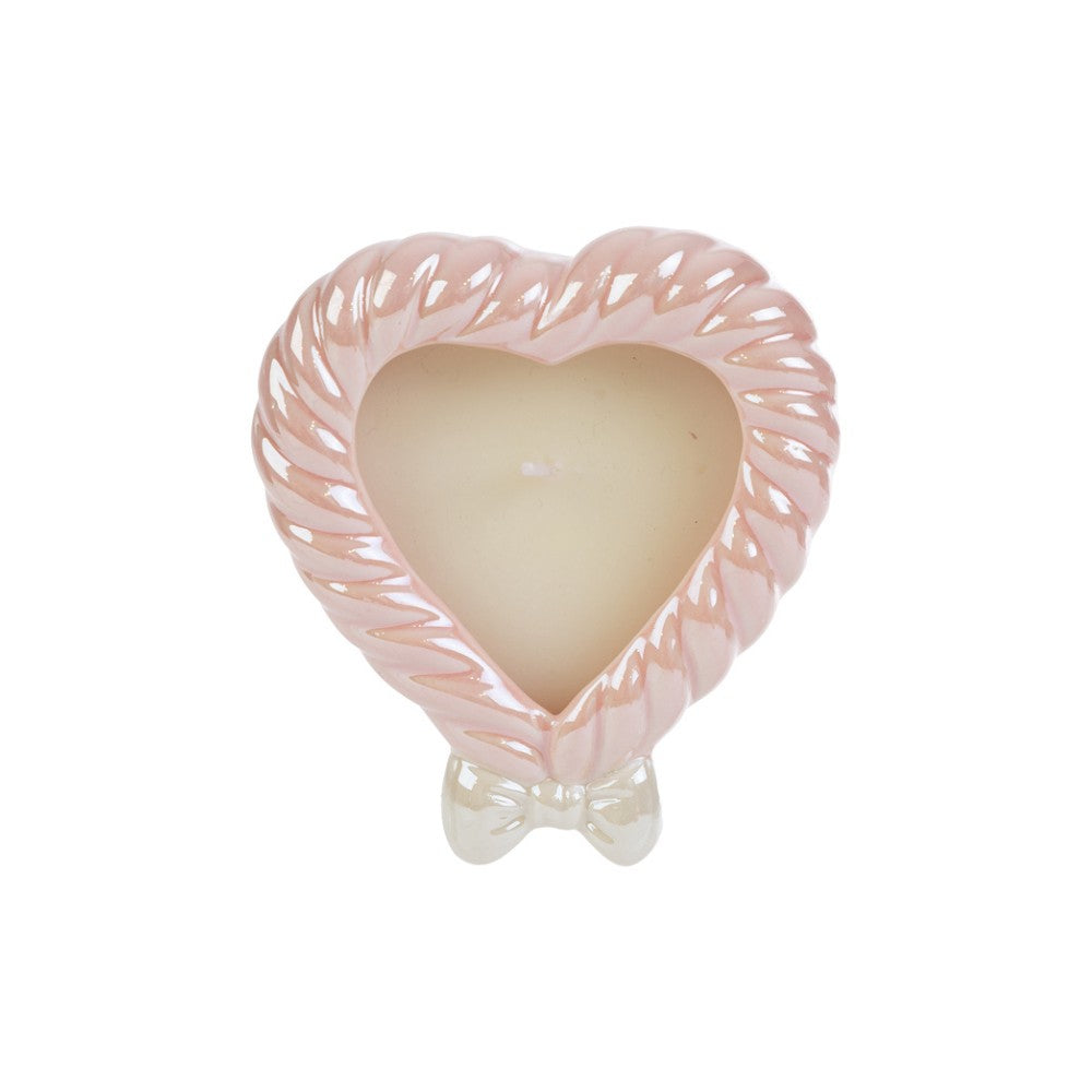 Le Stelle - Candela Cuore Porcellana Rosa 11x10x4,5cm - immagine 1