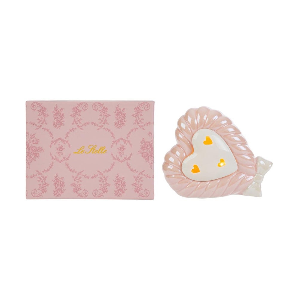 Le Stelle - Cuore Rosa Led Porcellana 13x6x10,5cm - immagine 3
