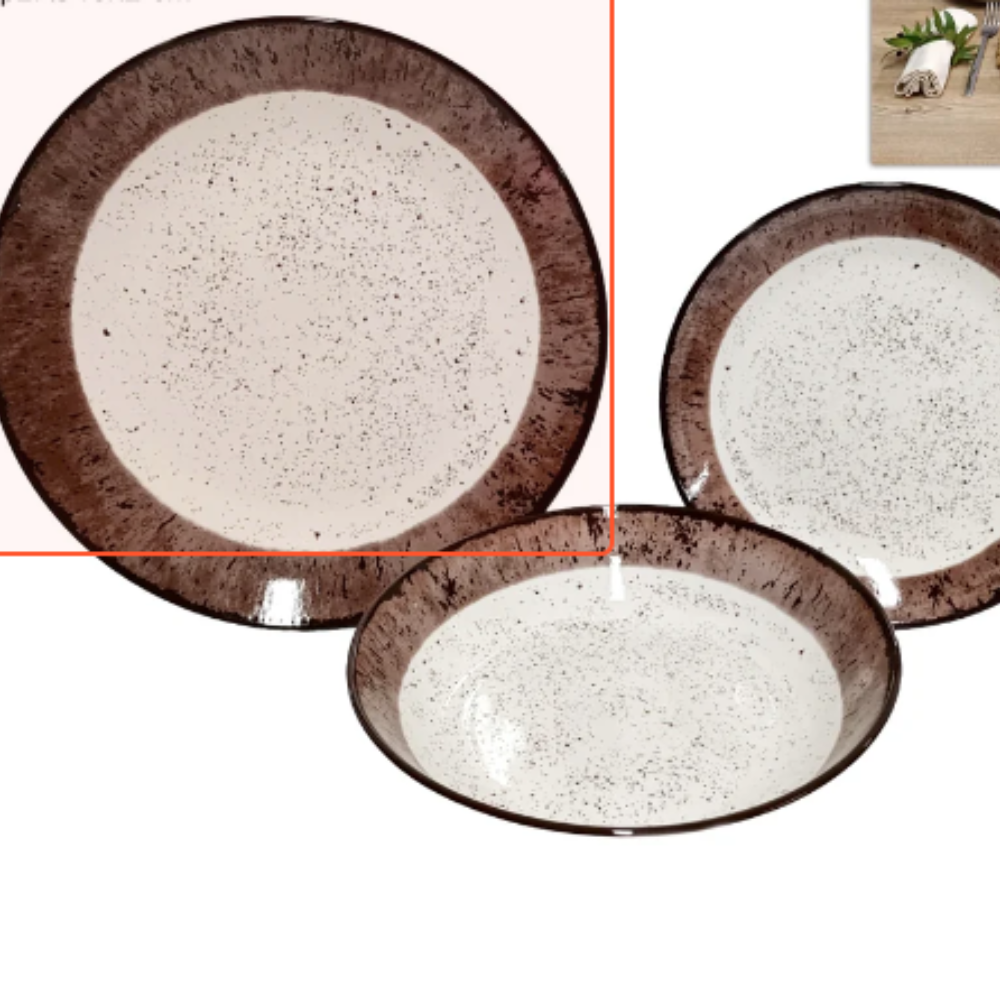 ProgettofotoEcommerce_20 Due Esse - Servizio di piatti in porcellana marrone scuro stile moderno 18 pezzi - immagine 1