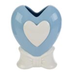 Le Stelle - Vaso Cuore Porcellana Celeste 15,5x10x20cm