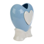 Le Stelle - Vaso Cuore Porcellana Celeste 15,5x10x20cm - immagine 2