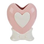 Le Stelle - Vaso Cuore Porcellana Rosa 15,5x10x20cm