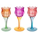 Le Stelle - Portacandele Tulipano Vetro Colorato 3Ass. 7,5xh. 18cm - immagine 2