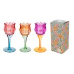 Le Stelle - Portacandele Tulipano Vetro Colorato 3Ass. 7,5xh. 18cm - immagine 3