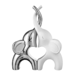 Bongelli - Scultura coppia elefantini 13×10 argento/bianco