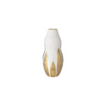 L'arte di Nacchi - Vaso decorativo bianco e oro con motivo foglia OT - 16