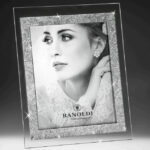 Ranoldi - Portafoto in cristallo decoro foglia argento