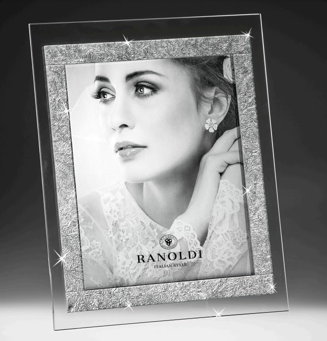 ranoldiargento_a29ef527-3b29-476e-8eaa-52815a7370c8 Ranoldi - Portafoto in cristallo decoro foglia argento - immagine 1